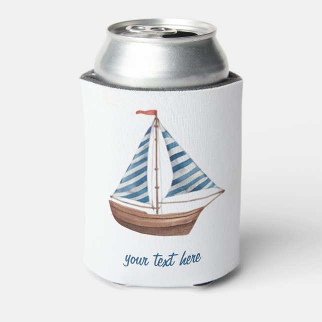 Porta-lata Trendy Sailboat Nautical Watercolor (Can Back)
