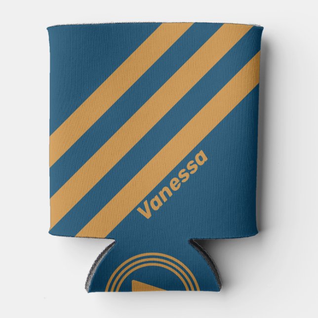 Porta-lata Três Fitas Douradas Retro Real com Nome (Frente)