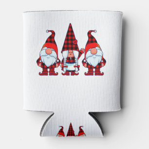 Porta-lata Três Gnomos na Xadrez de Buffalo no Natal Gnomo X