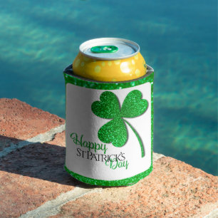Porta-lata Trevo de Purpurina Verde Feliz Dia de São Patrício