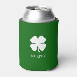 Porta-lata Trevo Irlandês Personalizado de Quatro Folhas Verd