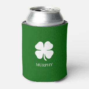 Porta-lata Trevo Irlandês Personalizado de Quatro Folhas Verd