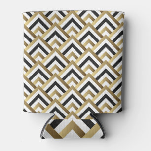 Porta-lata Triângulos abstrato: Dourado preto sem costura