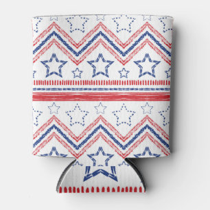 Porta-lata Tribal azul-azul patriótico, símbolos americanos.
