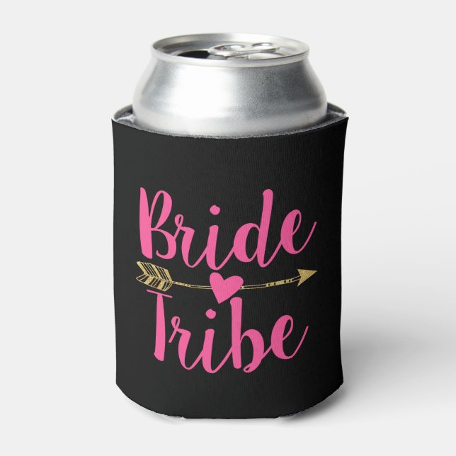 Porta-lata Tribo Bride | Preto e Rosa Quente (Can Front)