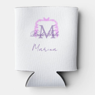 Porta-lata tribo da noiva monograma roxo franzido borda rosa