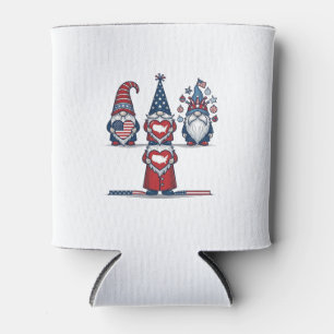 Porta-lata Trio de Gnomos Patrióticos Design Vetorial Vintage