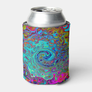 Porta-lata Trippy Sky Blue Abstrato Retro Liquid Swirl