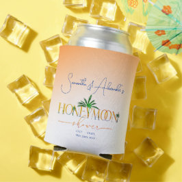 Porta-lata Tropical Beach Sunset Honeymoon Fund Casal Shower