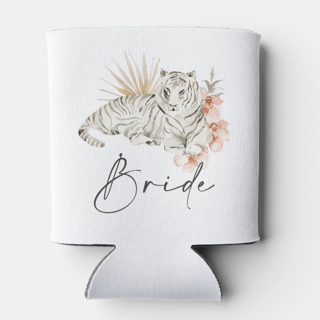 Porta-lata Tropical Boho Tigers Bachelorette Bride (Traseira)