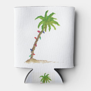 Porta-lata Tropical de Cores Aquáticas de Palma de Feriado