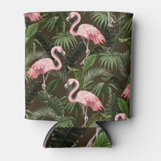 Porta-lata Tropical Flamingo Pattern: Folhas Vintage