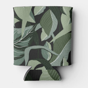 Porta-lata Tropical Floral: Vintage Line Art.