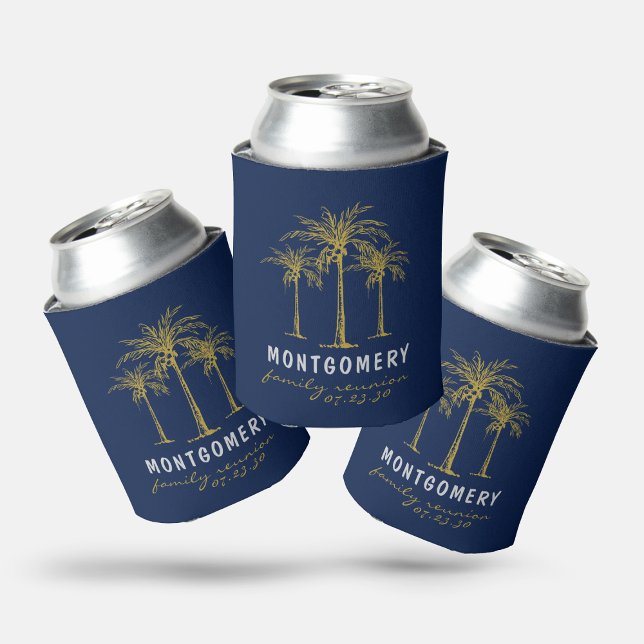 Porta-lata Tropical Gold Palm Trees Family Reunion Custom (Tropical Gold Palm Trees Family Reunion Custom Can Cooler)