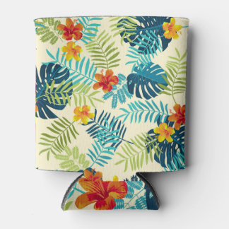 Porta-lata Tropical Monstera Hibiscus — Padrão de Verão