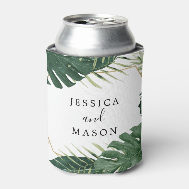 Porta-lata Tropical Monstera Weding Favor Can Cooler (Can Front)