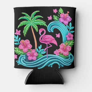 Porta-lata Tropical Neon Flamingo