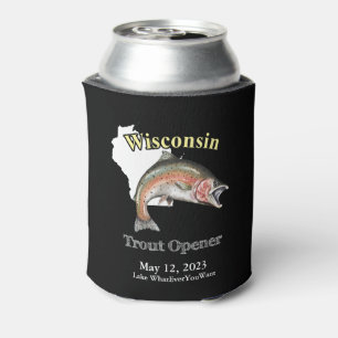 Porta-lata Truta Personalizada Lake/Date Wisconsin Opener Dar