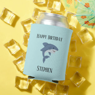 Porta-lata Tubarão azul-branco personalizado