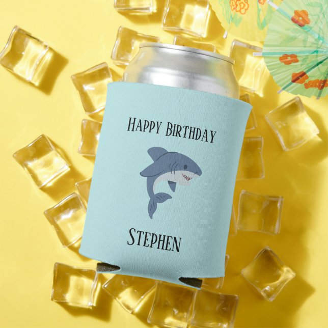 Porta-lata Tubarão azul-branco personalizado (Verão in situ)