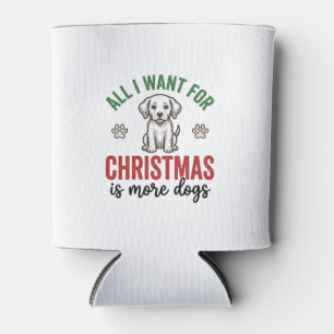 Porta-lata Tudo Que Quero no Natal é Mais Cachorros Vintage D