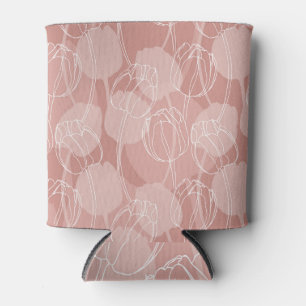 Porta-lata Tulipas Brancas Vintage Fundo Rosa