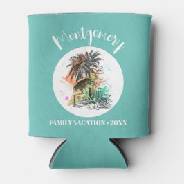 Porta-lata Turquesa da Família de Verão