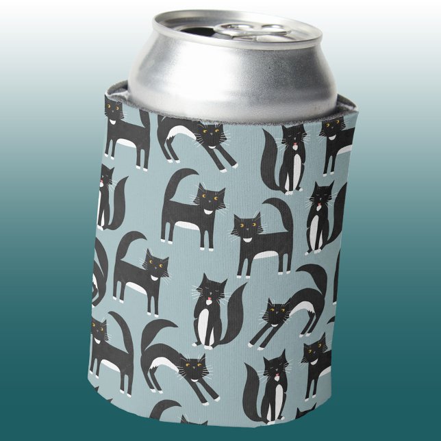 Porta-lata Tuxedo Cat (Black and white tuxedo cat pattern can cooler)