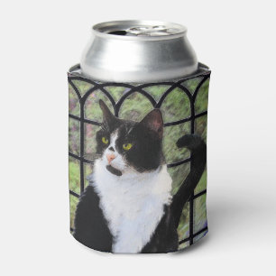 Porta-lata Tuxedo Cat em Pintura de Janela Arte Animal Origin