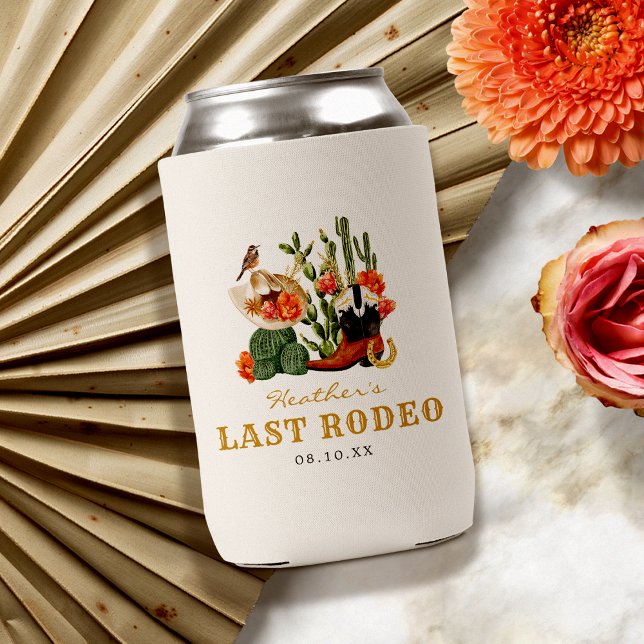 Porta-lata Último Rodeio (Boho Watercolor Wild West Last Rodeo Bridal Shower Can Cooler
)