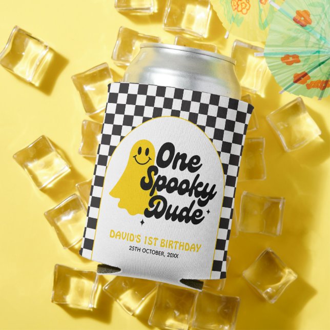 Porta-lata Um Cara Assustador Groovy Halloween Primeiro Anive (Verão in situ)