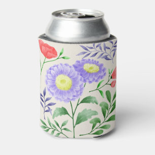 Porta-lata Um conjunto de flores pintadas em aquarela