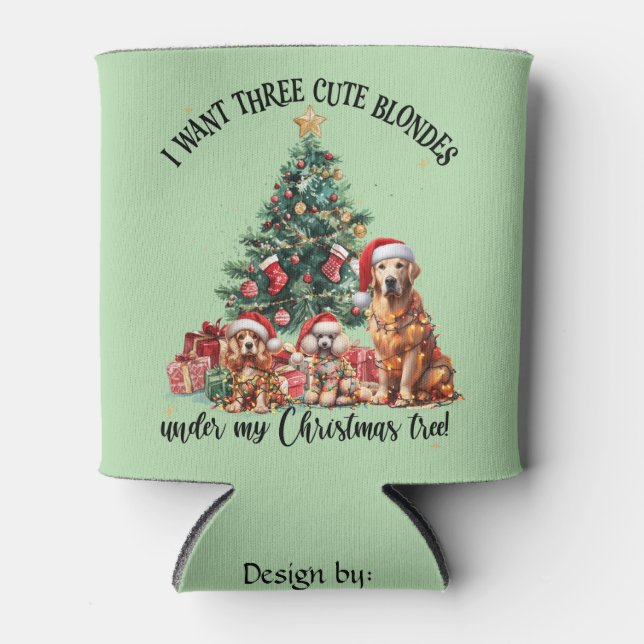 Porta-lata Um design de Natal para amantes de cães fofos e ca (Frente)