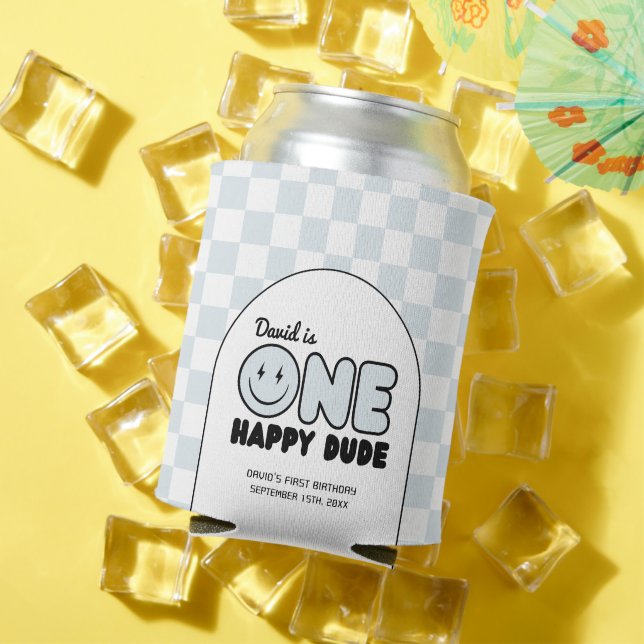 Porta-lata Um Feliz Homem Groovy Blue Boy Birthday (Verão in situ)