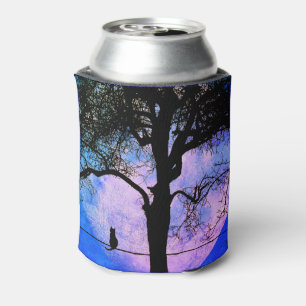 Porta-lata Um gato preto em uma lua cheia de fio