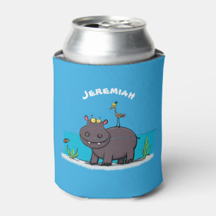 Porta-lata Um hipopótamo engraçado bonito com desenhos anim