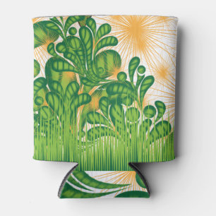 Porta-lata Um padrão artístico verde e dourado representando