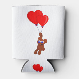 Porta-lata Um Urso De Teddy Segurando Balões Em Forma De Cora
