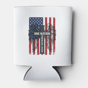 Porta-lata Uma Nação Sob Deus Camisa Patriótica Asas Cruz_1