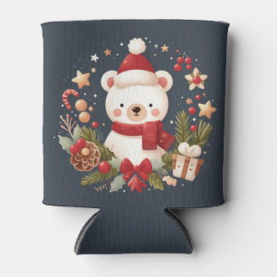 Porta-lata Urso de Natal/Inverno em coroa