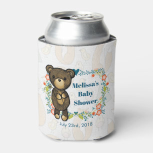 Porta-lata Urso de peluche com Chá de fraldas Floral