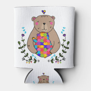 Porta-lata urso-mama autista floral
