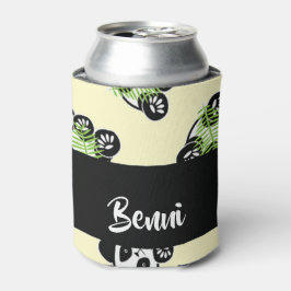 Porta-lata Urso-panda com folhas verdes de bambu