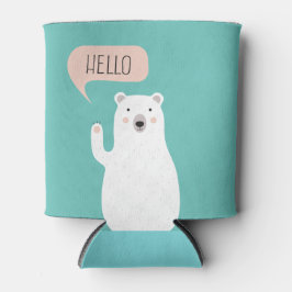 Porta-lata Urso Polar Bonito na Neve diz Olá