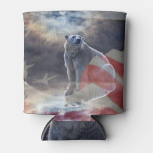 Porta-lata Urso Polar do Alasca Bandeira Americana