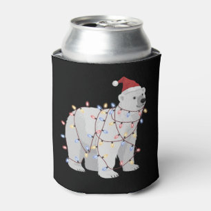 Porta-lata Urso Polar Engraçado Natal Amante de Luzes de Anim