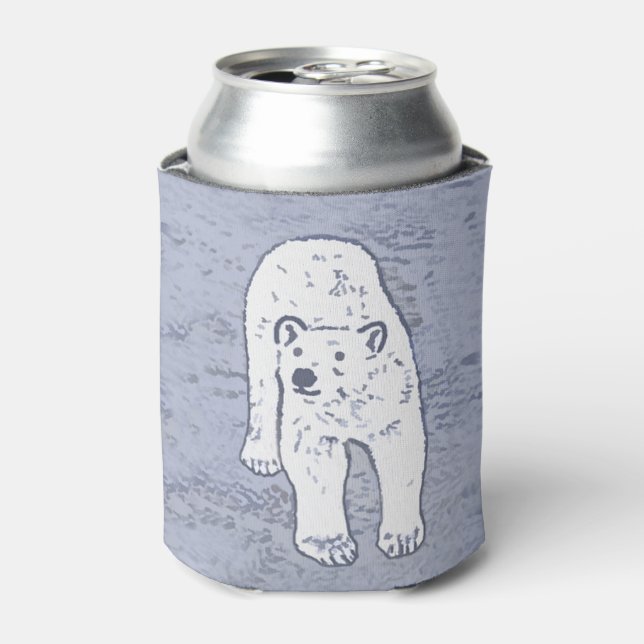 Porta-lata Urso Polar na Pintura do Gelo - Arte Original da V (Can Front)