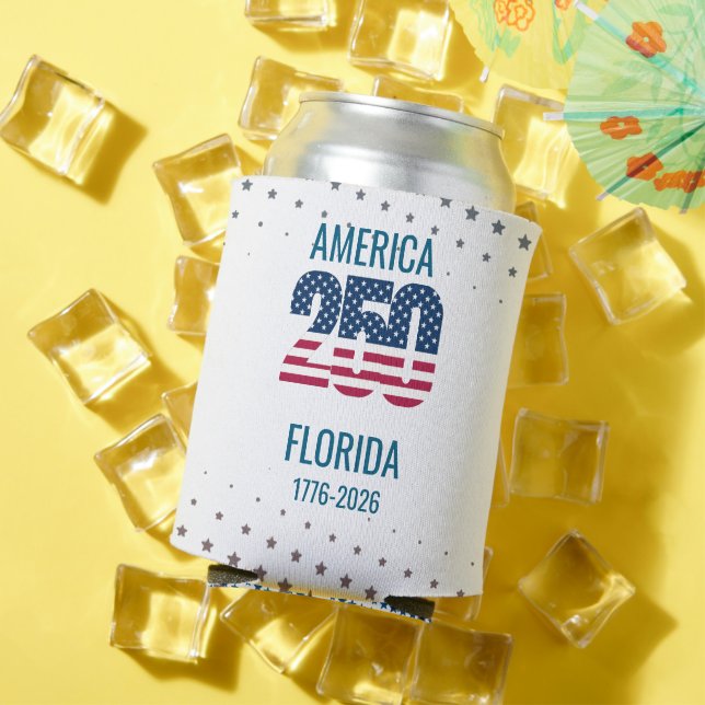 Porta-lata USA 250th Anniversary Florida Stars Stripes Beach  (Verão in situ)