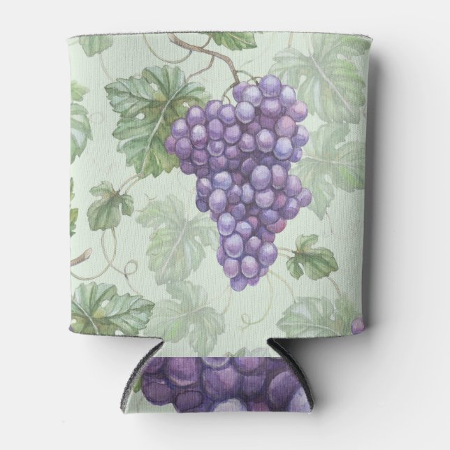Porta-lata Uvas Aquarela, Padrão Sem Fruta. (Frente)