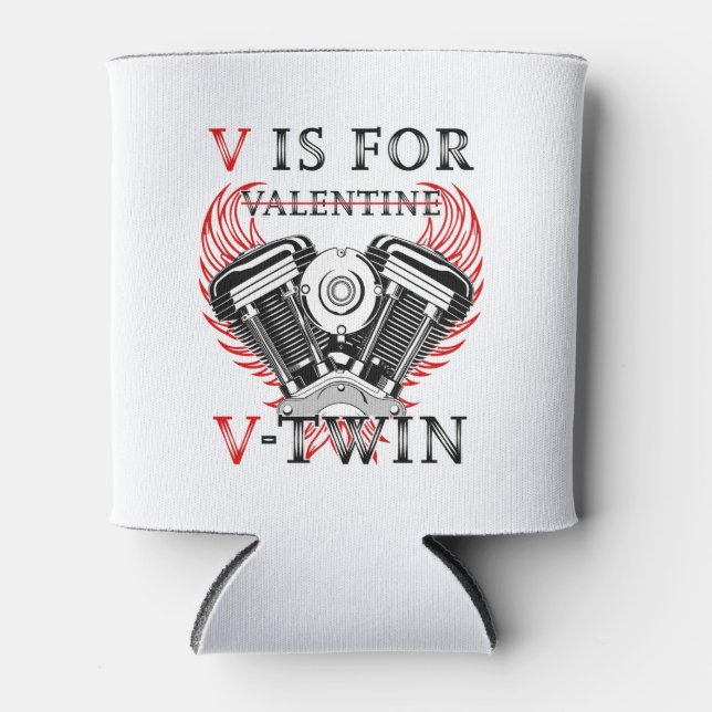 Porta-lata V is for Valentine, V-Twin Motorcycle. Biker (Frente)